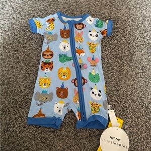 Little Sleepies Blue Animal Faces Bodysuit